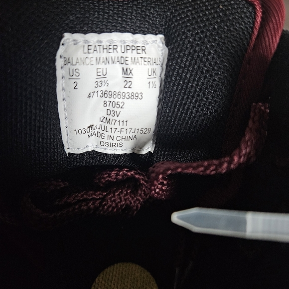 Osiris Lights Burgundy Skater Shoes size: 2 - Picture 7 of 8